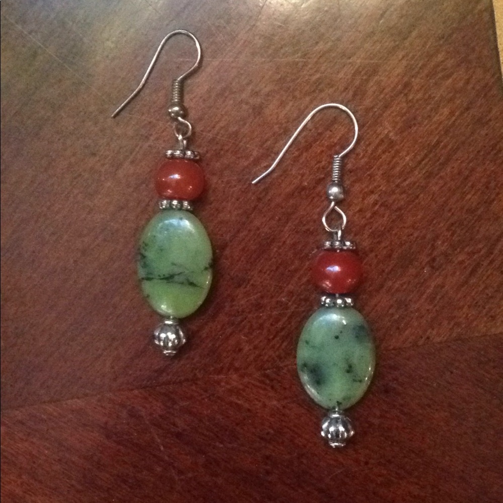 Seattle artist handmade stone bead drop earrings
